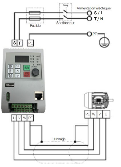 schéma de connexion variateur mono tri CFW100